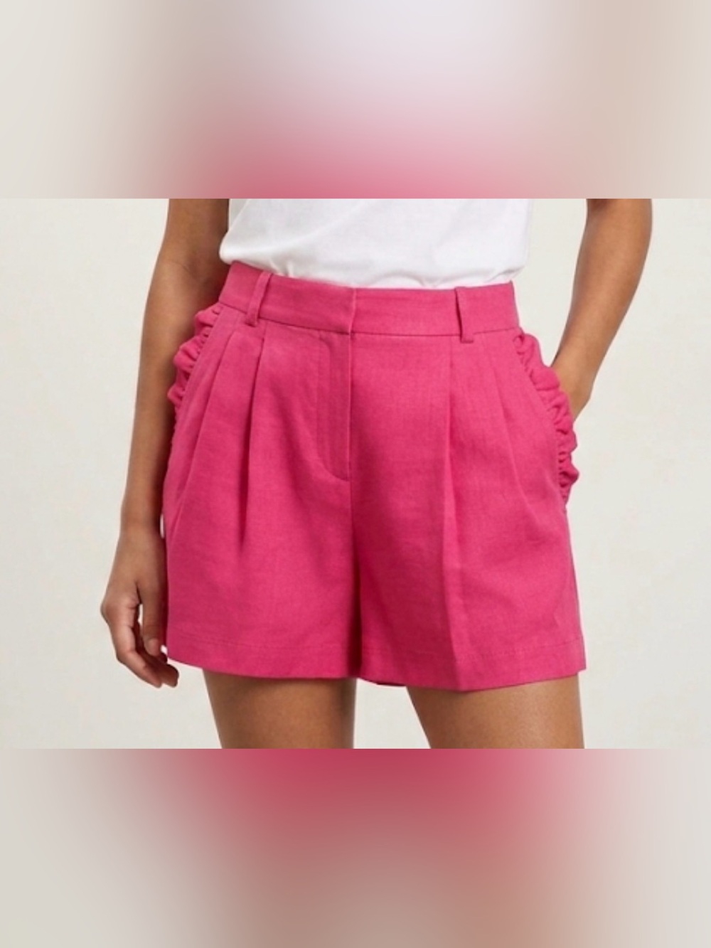 Ann Taylor Linen Blend Pleated Shorts, Size 0